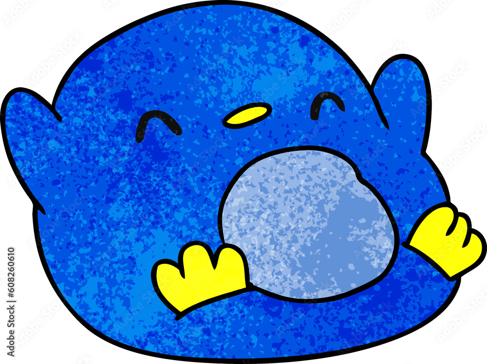 textured cartoon illustration kawaii of a cute penguin textured cartoon illustration kawaii of a cute penguin