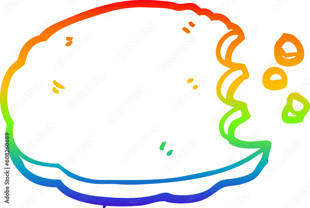 rainbow gradient line drawing of a cartoon cookie rainbow gradient line drawing of a cartoon cookie