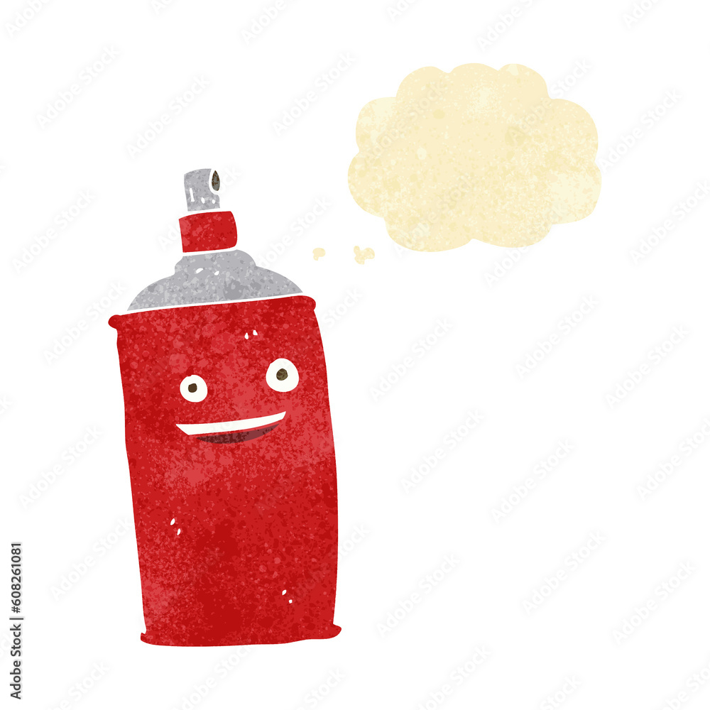 Obraz premium cartoon spray can with thought bubble