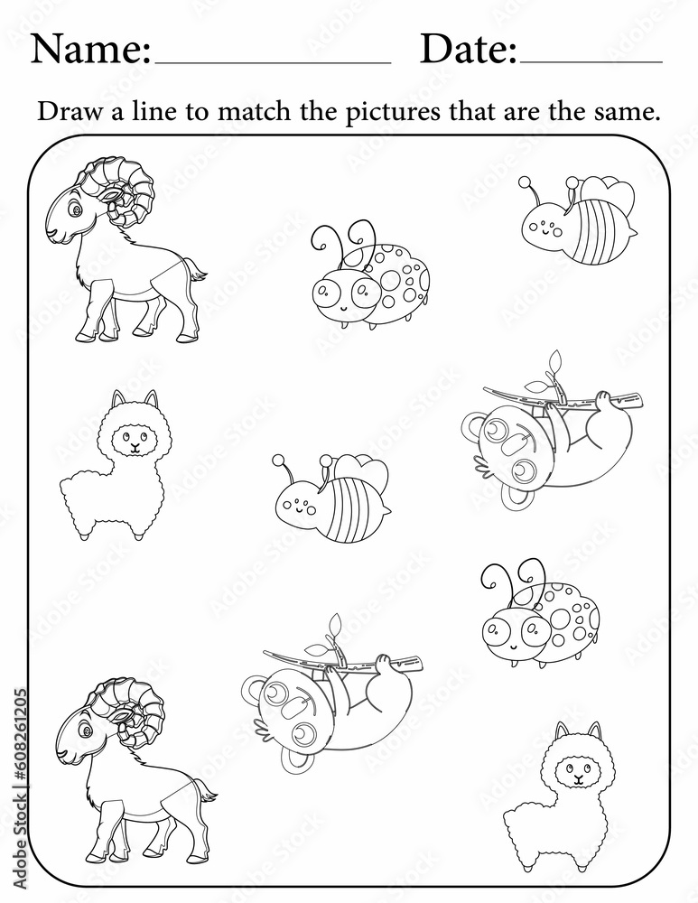 Match the same objects - classroom resources and activity pages for kids - matching puzzle Match the same objects - classroom resources and activity pages for kids - matching puzzle