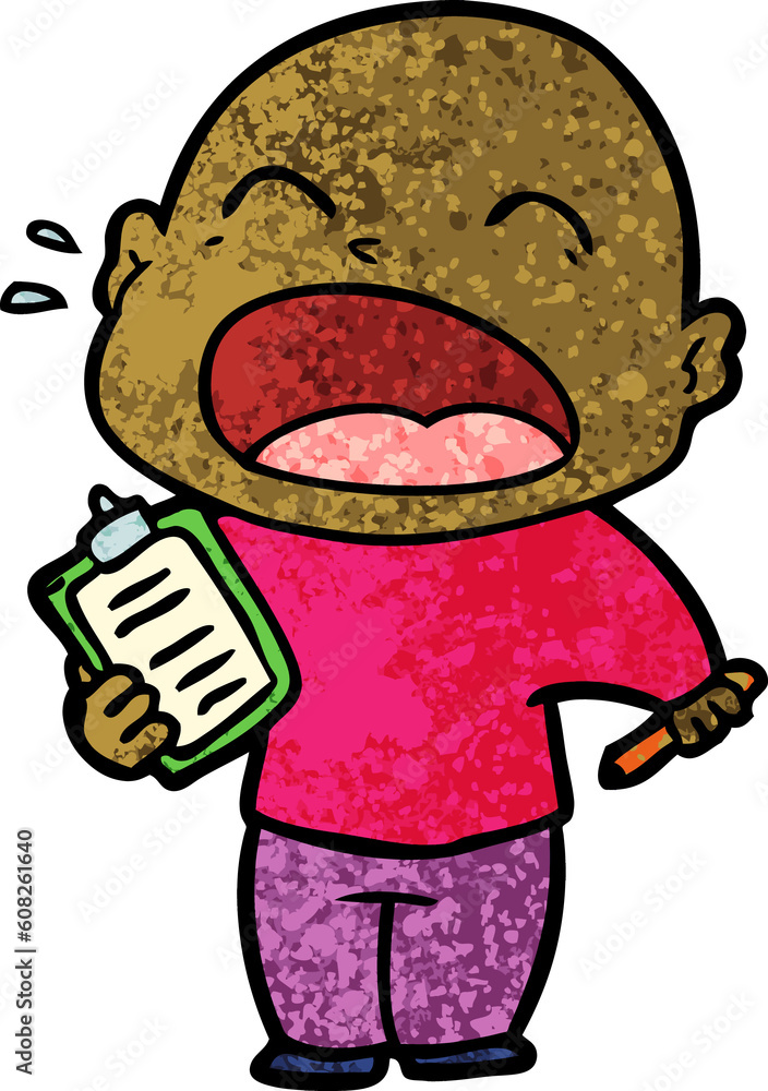 Obraz premium cartoon shouting bald man