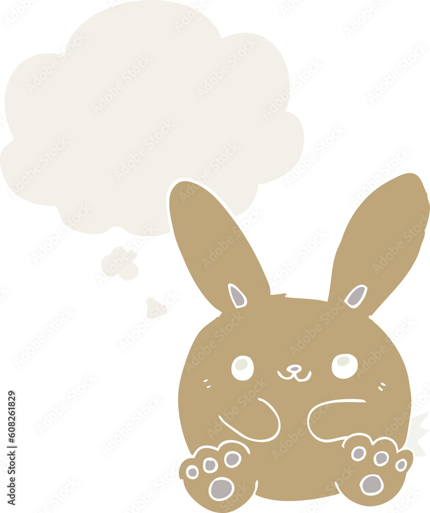 cartoon rabbit with thought bubble in retro style cartoon rabbit with thought bubble in retro style
