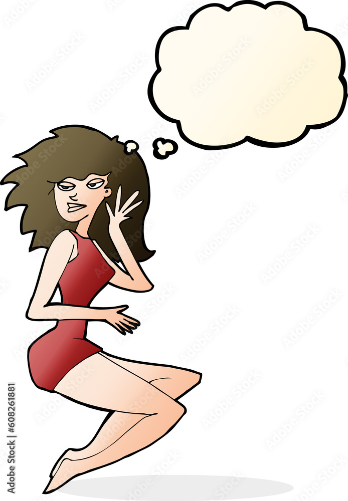 cartoon sexy woman with thought bubble