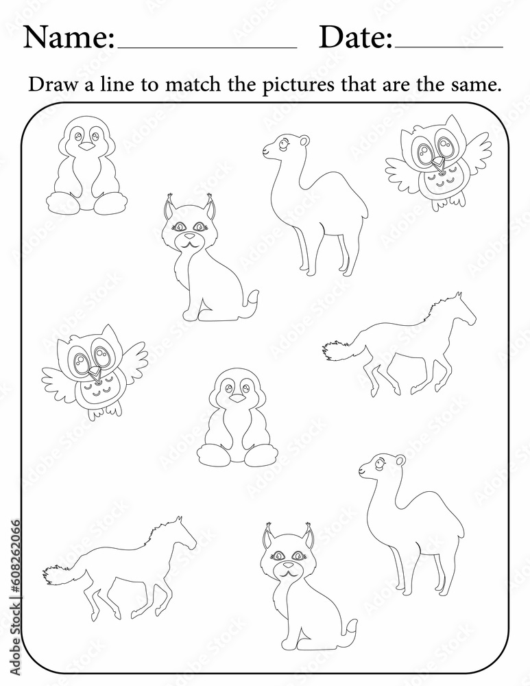 Match the same objects - educational activity worksheets for kids for homeschooling