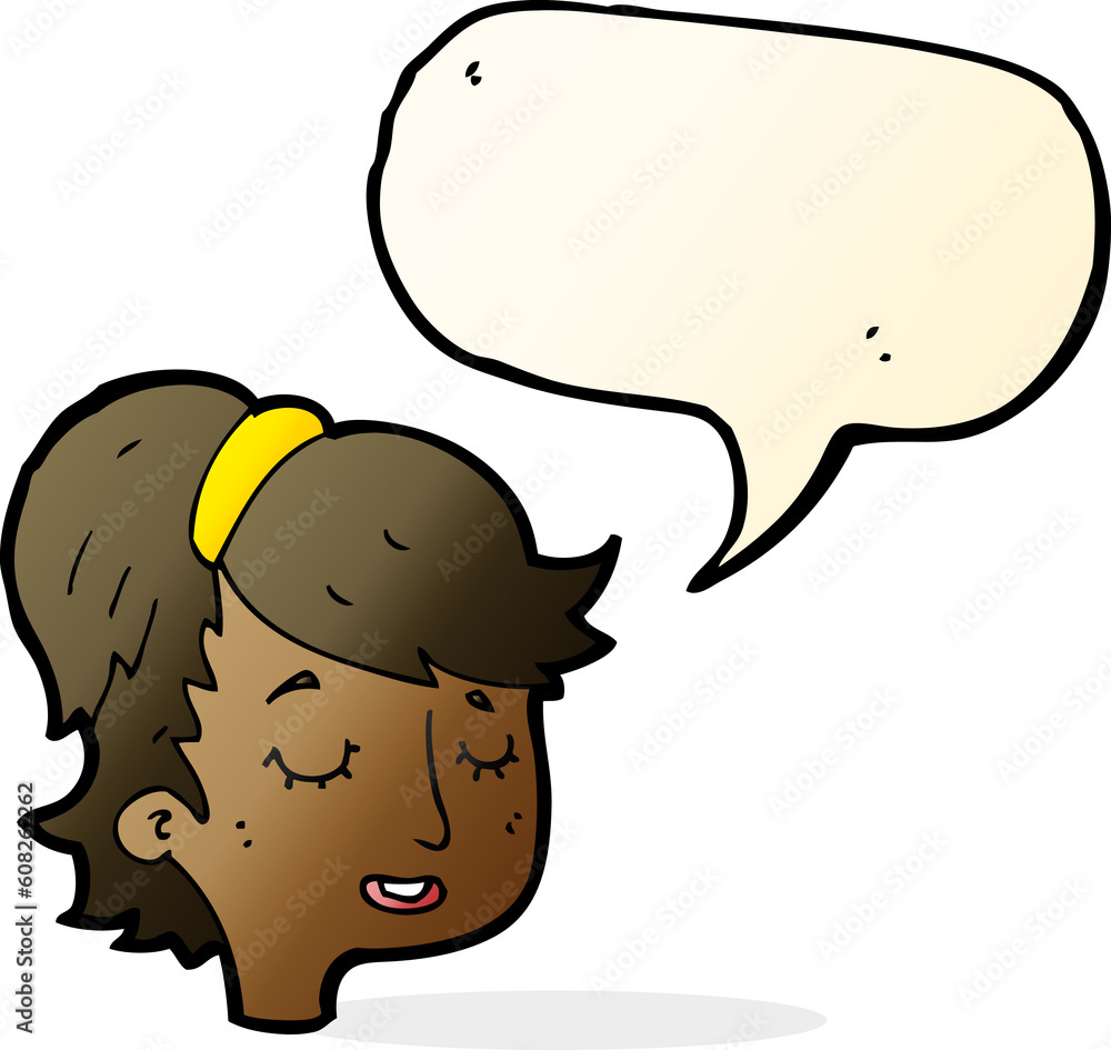 cartoon pretty female face with speech bubble cartoon pretty female face with speech bubble