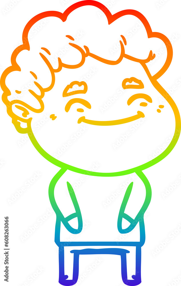 rainbow gradient line drawing of a cartoon friendly man rainbow gradient line drawing of a cartoon friendly man