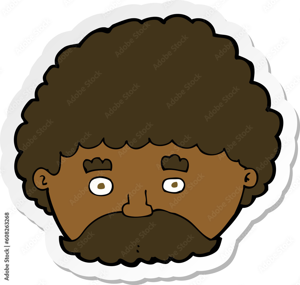 sticker of a cartoon man with mustache sticker of a cartoon man with mustache
