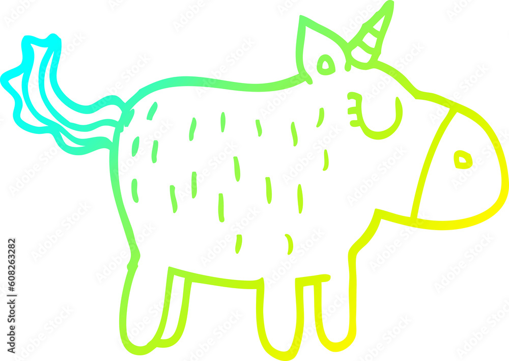 cold gradient line drawing of a cartoon cute unicorn cold gradient line drawing of a cartoon cute unicorn