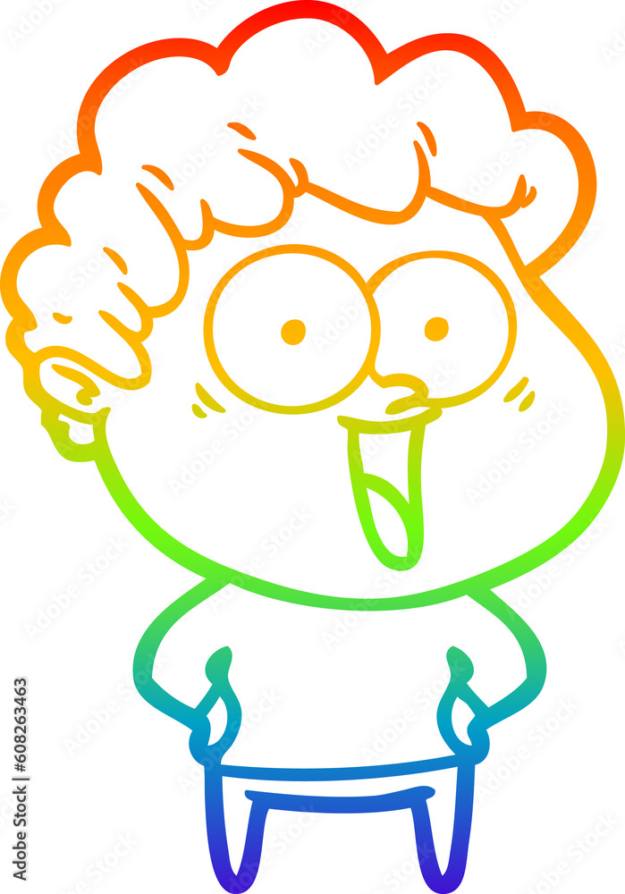 rainbow gradient line drawing of a cartoon happy man rainbow gradient line drawing of a cartoon happy man