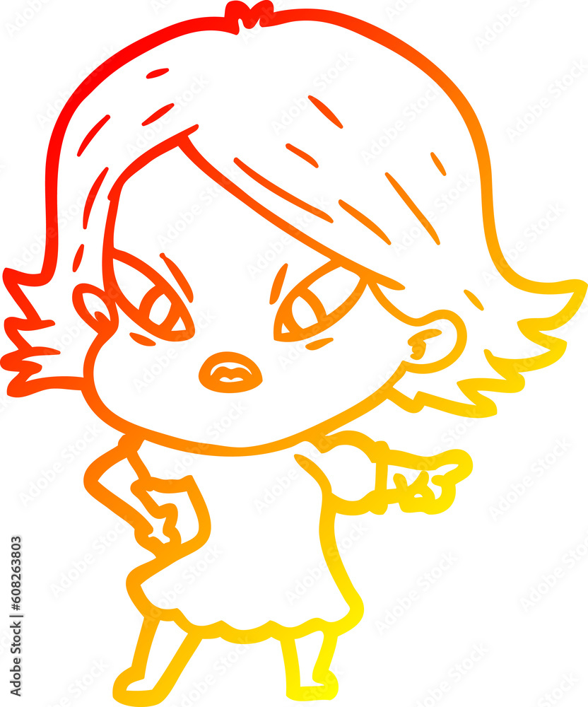 warm gradient line drawing of a cartoon stressed woman warm gradient line drawing of a cartoon stressed woman