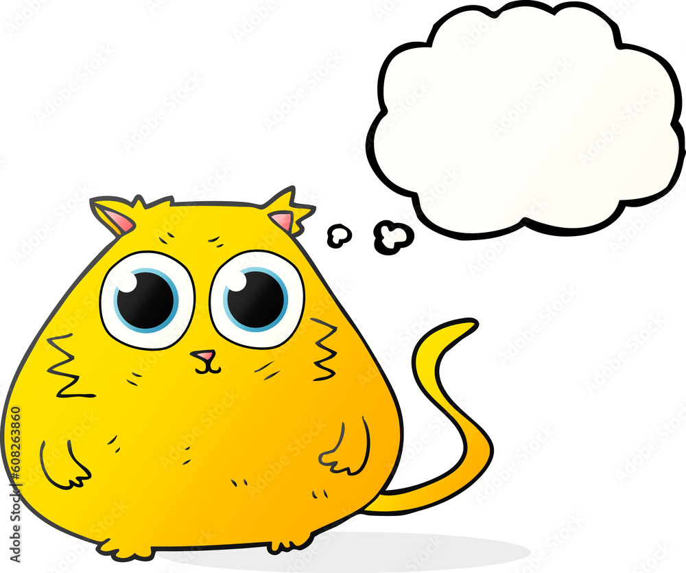 freehand drawn thought bubble cartoon cat with big pretty eyes freehand drawn thought bubble cartoon cat with big pretty eyes