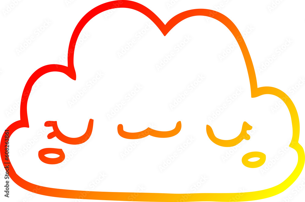 warm gradient line drawing of a cute cartoon cloud warm gradient line drawing of a cute cartoon cloud