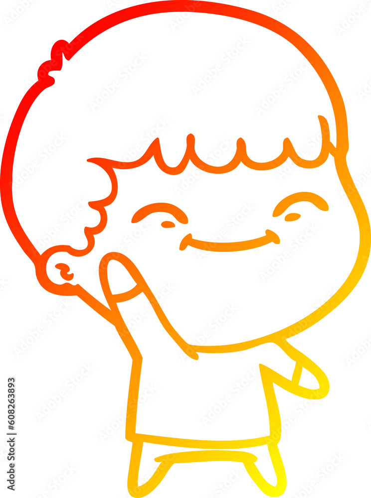warm gradient line drawing of a cartoon happy boy warm gradient line drawing of a cartoon happy boy