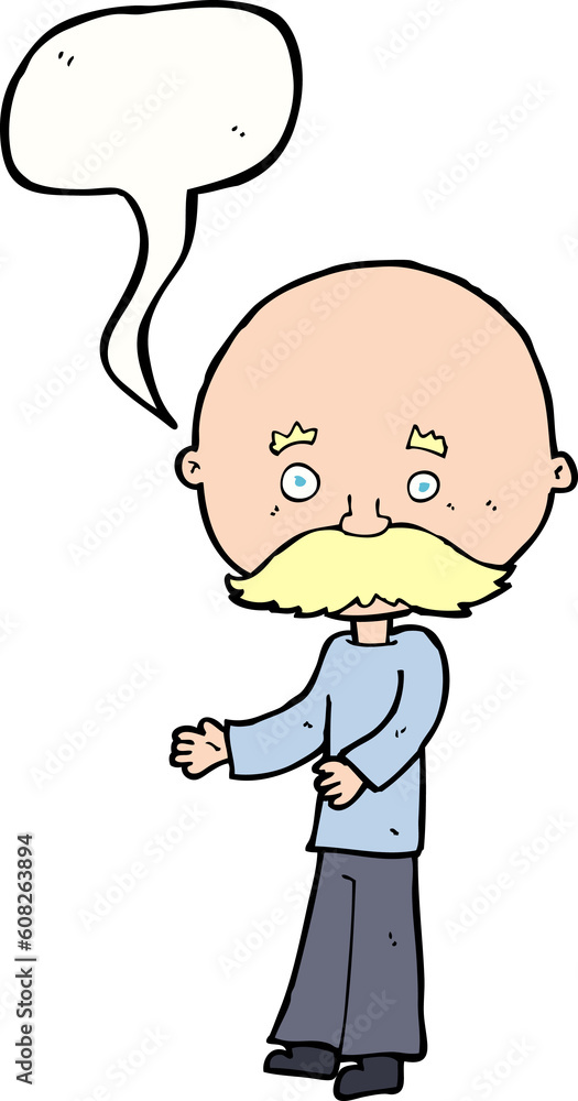 cartoon man with mustache with speech bubble cartoon man with mustache with speech bubble