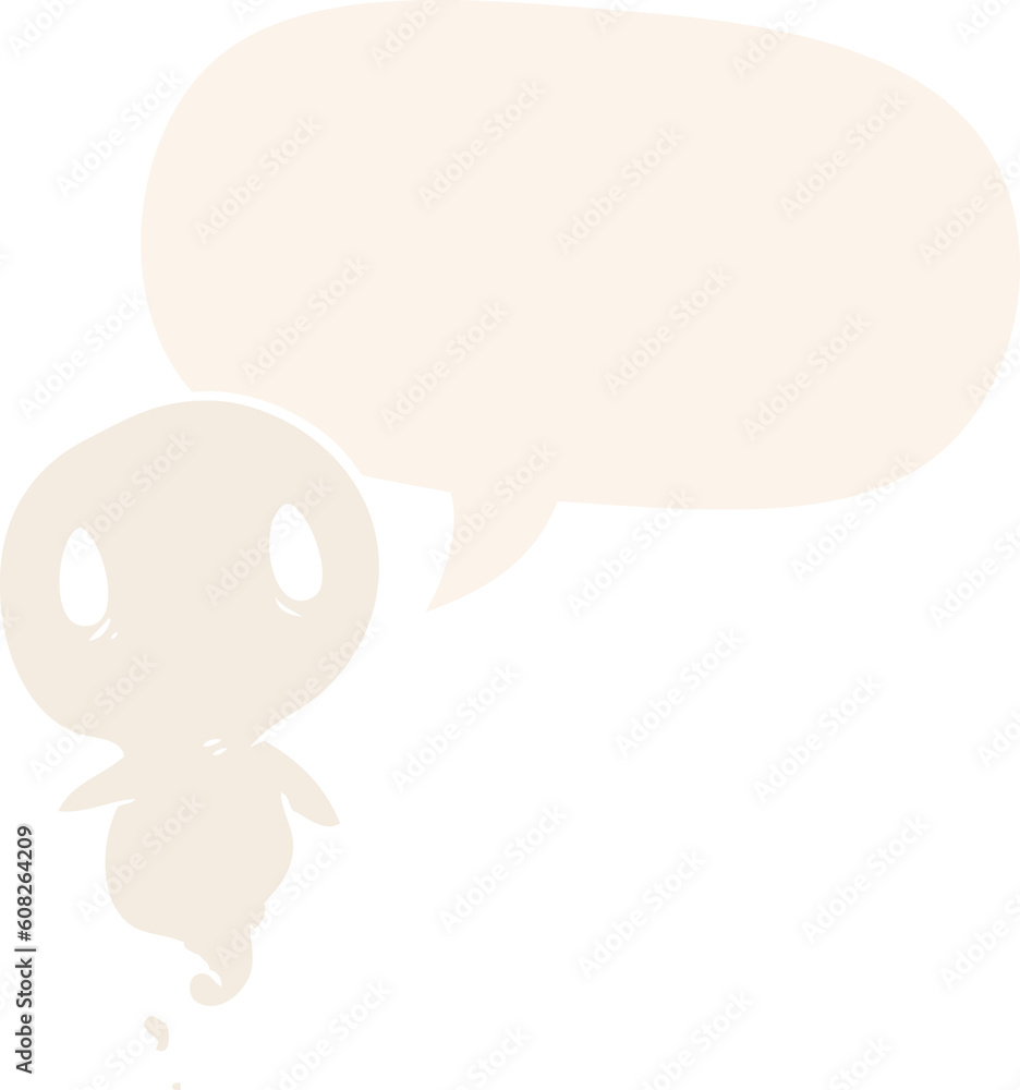 cute cartoon ghost with speech bubble in retro style cute cartoon ghost with speech bubble in retro style
