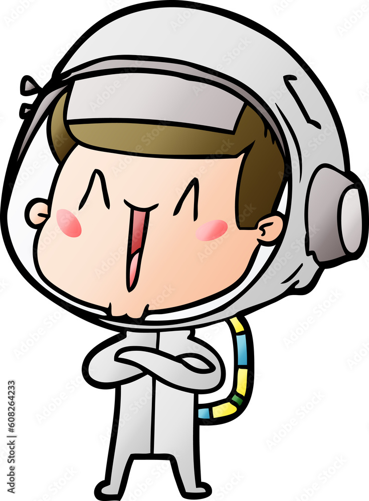 happy cartoon astronaut