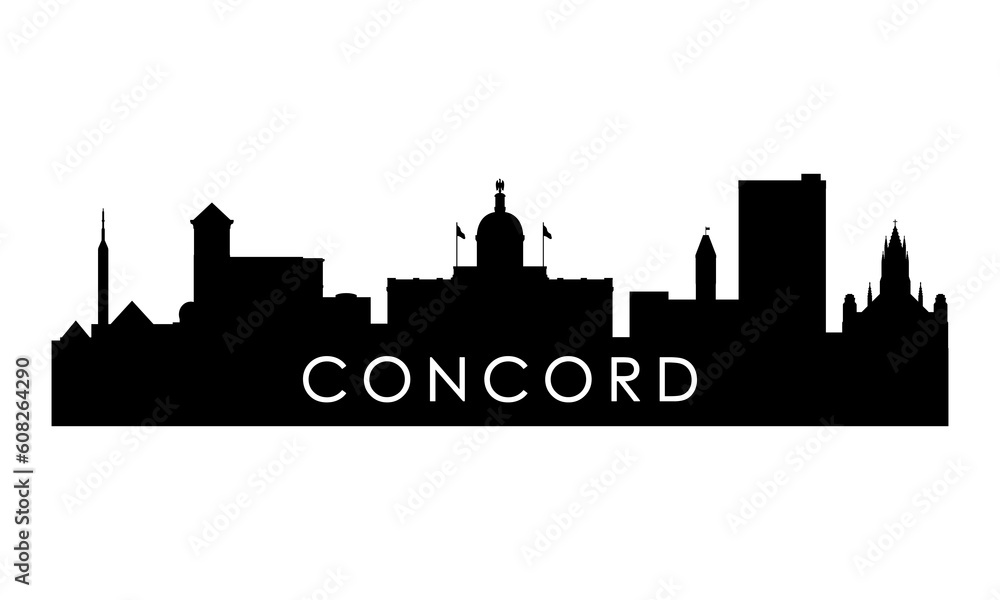 Concord skyline silhouette. Black Concord city design isolated on white background.
