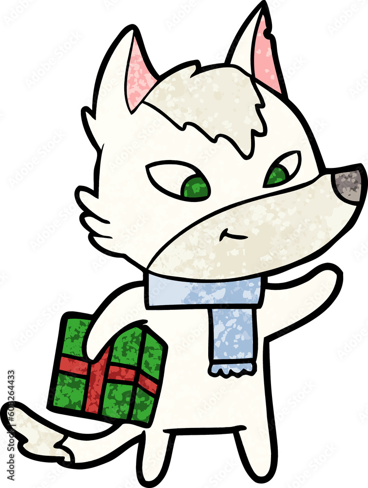 friendly cartoon christmas wolf friendly cartoon christmas wolf