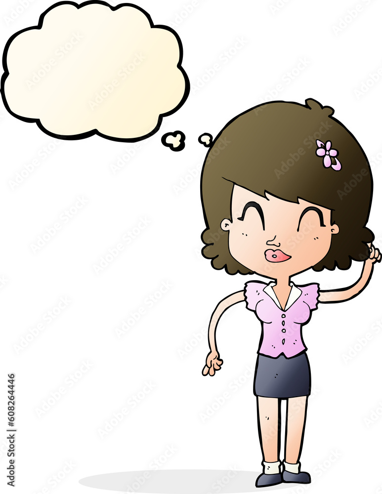 cartoon pretty woman with idea with thought bubble cartoon pretty woman with idea with thought bubble