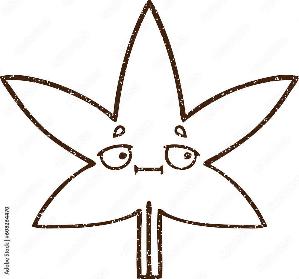 Fototapeta premium Cannabis Leaf Charcoal Drawing