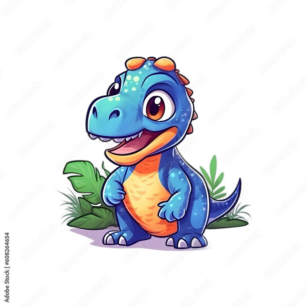 Fototapeta premium Playful T-Rex: Adorable 2D Dinosaur Illustration