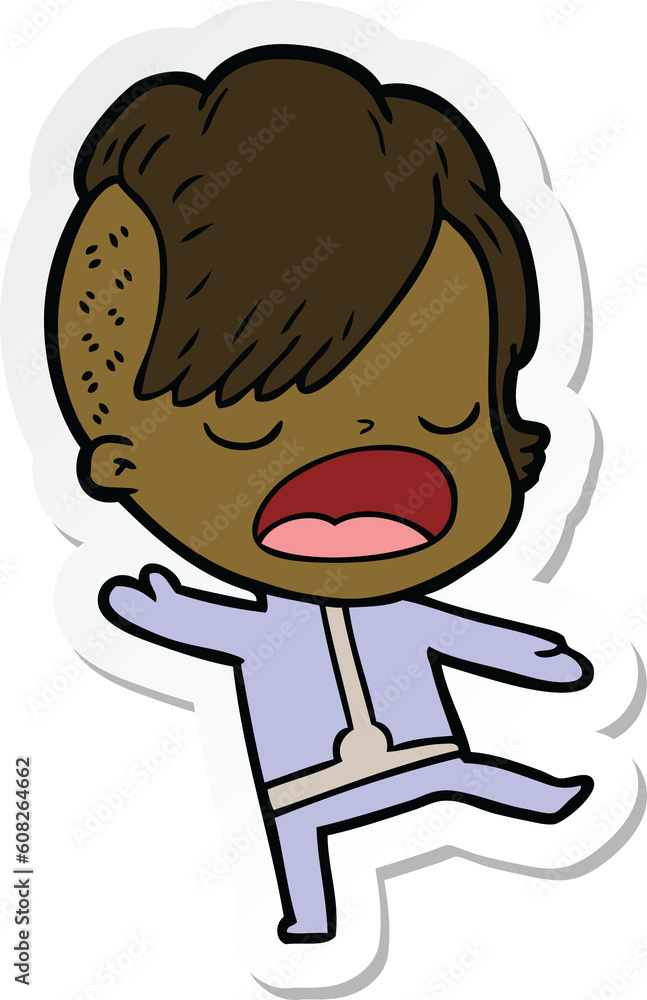 sticker of a cartoon cool hipster girl in space suit sticker of a cartoon cool hipster girl in space suit
