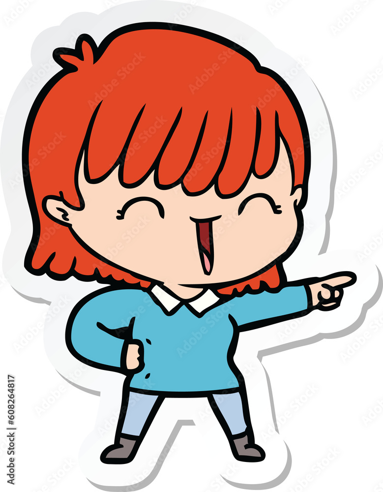 sticker of a cartoon woman sticker of a cartoon woman