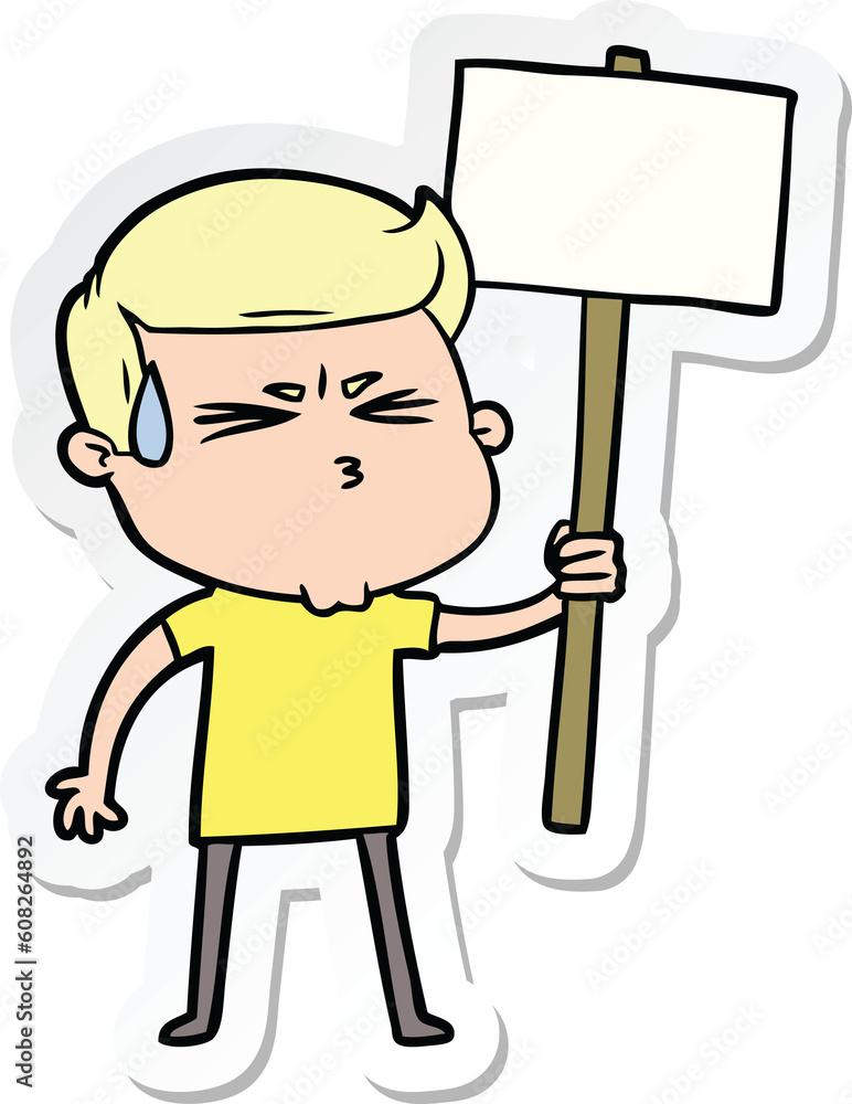 sticker of a cartoon man sweating sticker of a cartoon man sweating