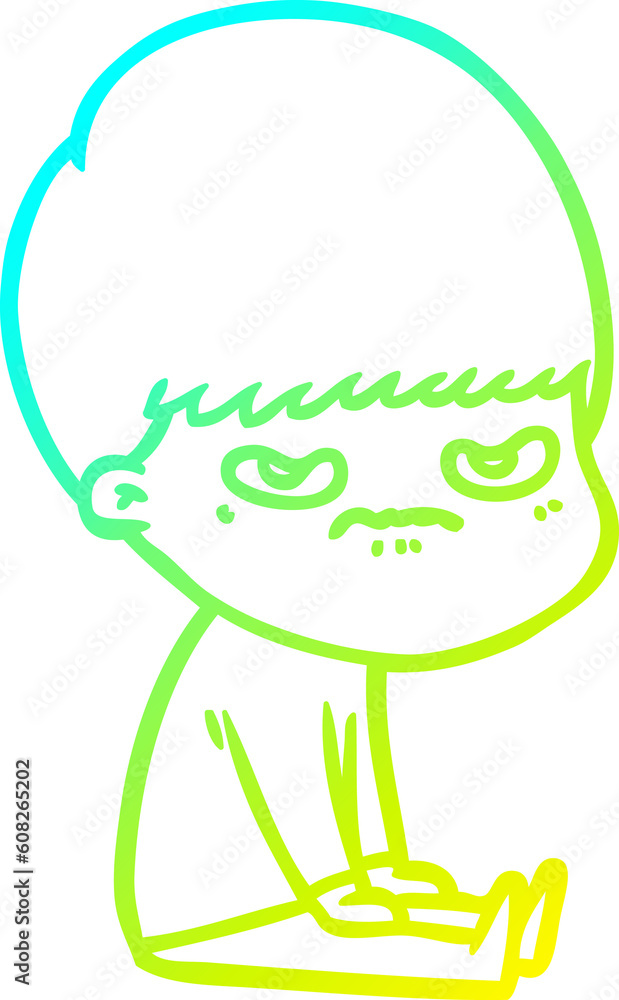 cold gradient line drawing of a cartoon boy cold gradient line drawing of a cartoon boy