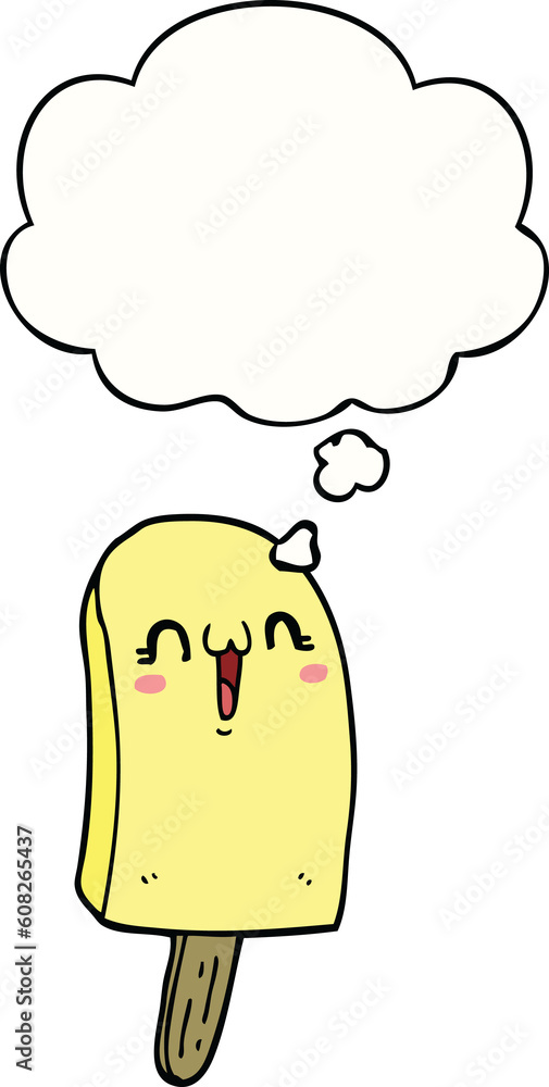 cartoon frozen ice lolly with thought bubble cartoon frozen ice lolly with thought bubble