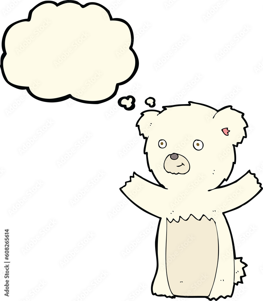 cartoon polar bear cub with thought bubble cartoon polar bear cub with thought bubble