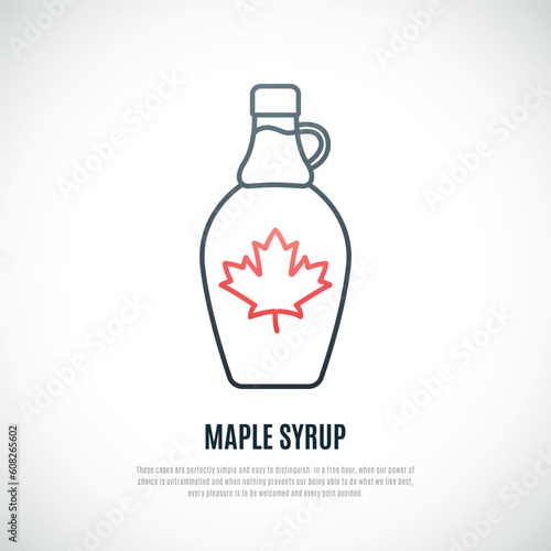 Maple syrup icon isolated on white background. Simple Maple syrup bottle illustration . Vector emblem template.