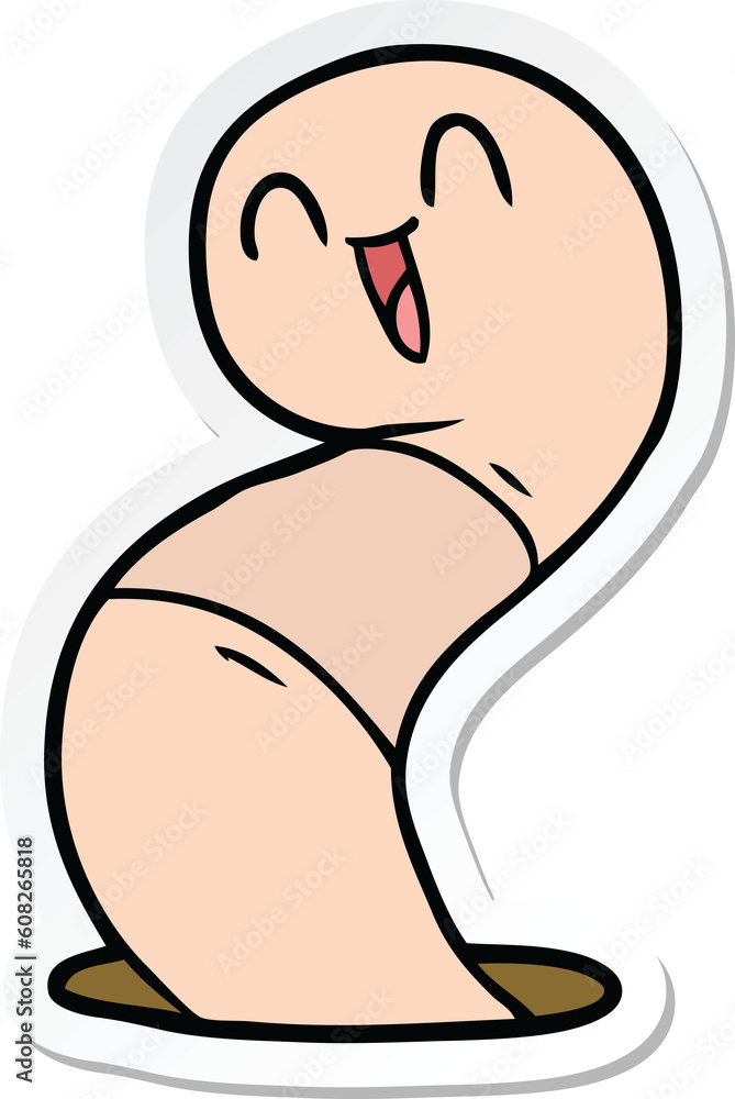 sticker of a cartoon happy worm sticker of a cartoon happy worm