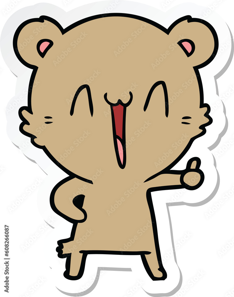 sticker of a happy bear cartoon sticker of a happy bear cartoon