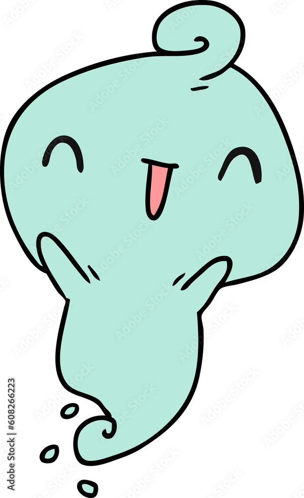 Fototapeta premium cartoon illustration kawaii cute dead ghost