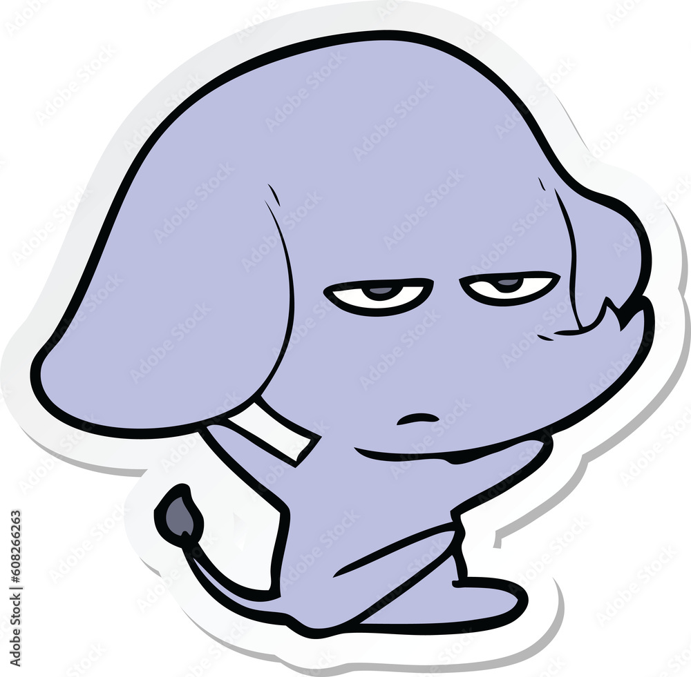 sticker of a annoyed cartoon elephant sticker of a annoyed cartoon elephant