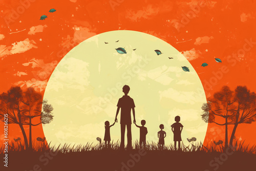 Free vector hand drawn boy with children day background made with Generative AI