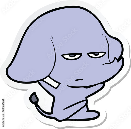 sticker of a annoyed cartoon elephant
