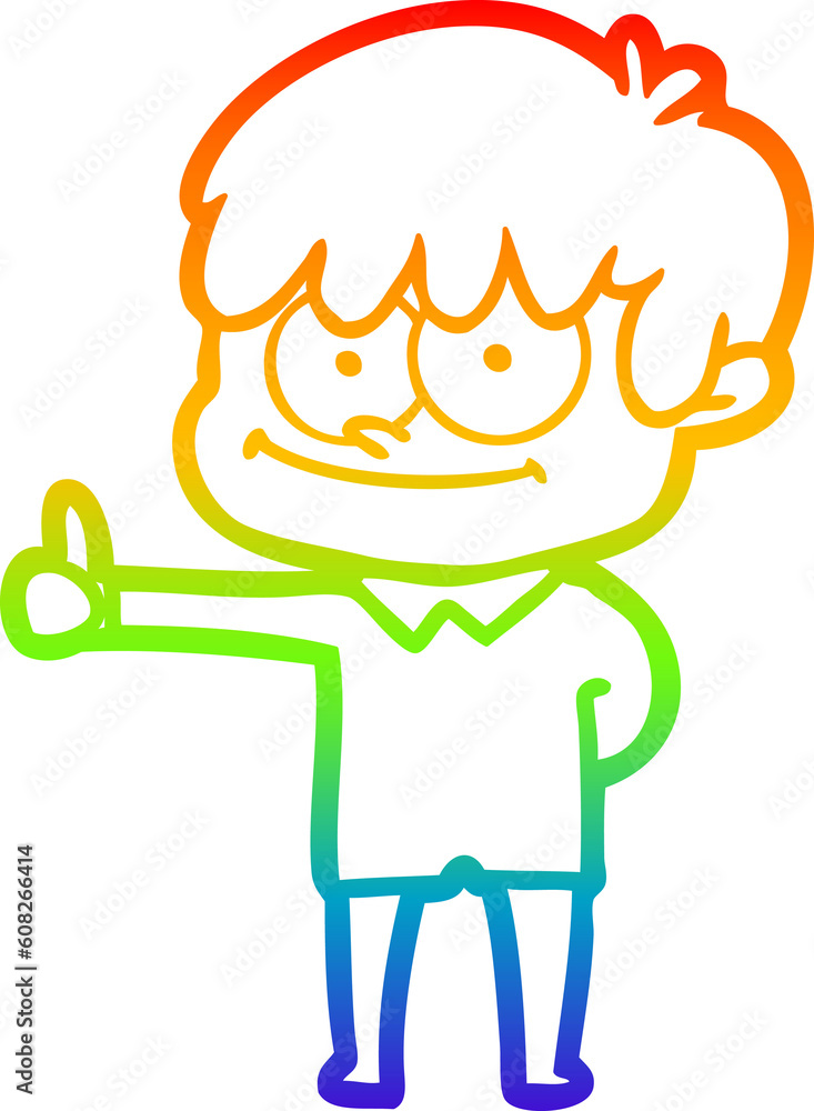 rainbow gradient line drawing of a happy cartoon man rainbow gradient line drawing of a happy cartoon man