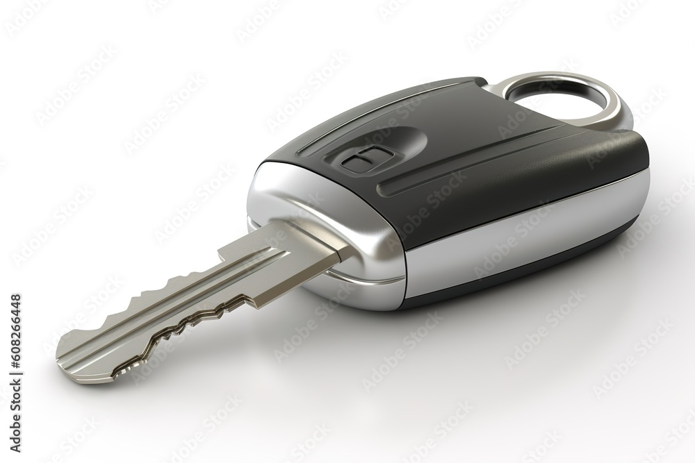 car key isolated on white background. Generated by AI. car key isolated on white background. Generated by AI.