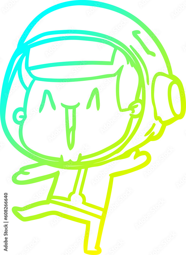 cold gradient line drawing of a dancing cartoon astronaut cold gradient line drawing of a dancing cartoon astronaut