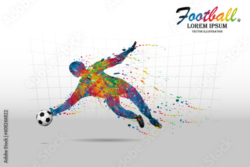 Visual drawing movement for soccer or football sport and goalkeeper jumping at fast of speed of stadium colorful beautiful design on white background for winner sport game vector illustration