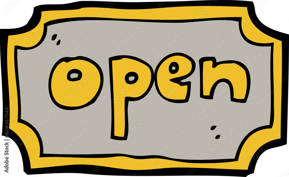 cartoon open sign cartoon open sign