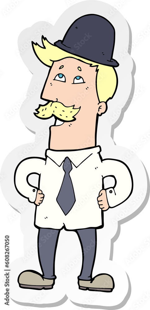 sticker of a cartoon man with mustache sticker of a cartoon man with mustache