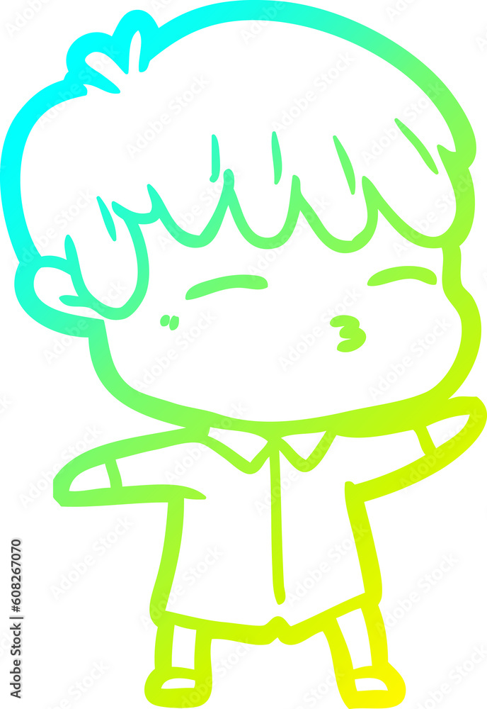 cold gradient line drawing of a cartoon curious boy cold gradient line drawing of a cartoon curious boy