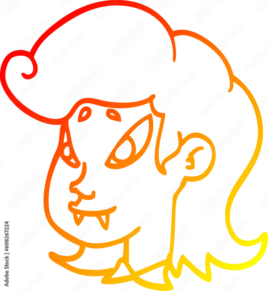 warm gradient line drawing of a cartoon vampire warm gradient line drawing of a cartoon vampire