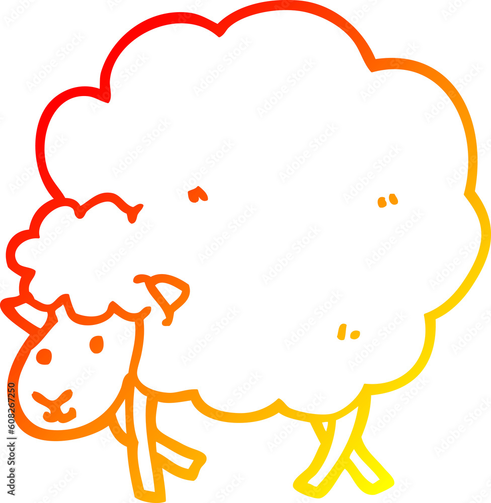 warm gradient line drawing of a cartoon sheep warm gradient line drawing of a cartoon sheep
