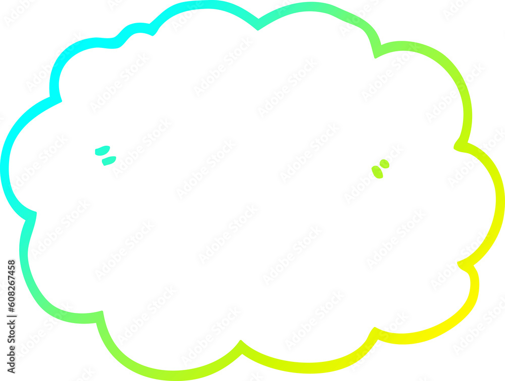 cold gradient line drawing of a cartoon cloud cold gradient line drawing of a cartoon cloud