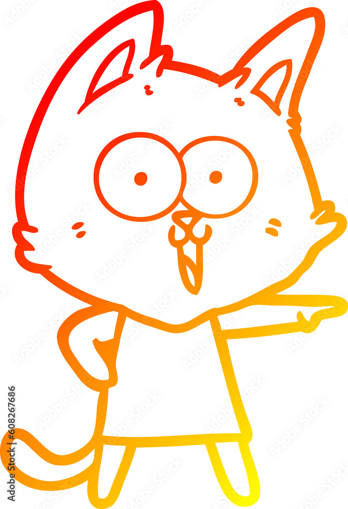 warm gradient line drawing of a funny cartoon cat warm gradient line drawing of a funny cartoon cat