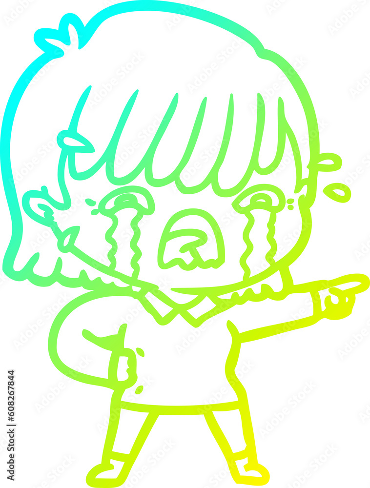 cold gradient line drawing of a cartoon girl crying cold gradient line drawing of a cartoon girl crying